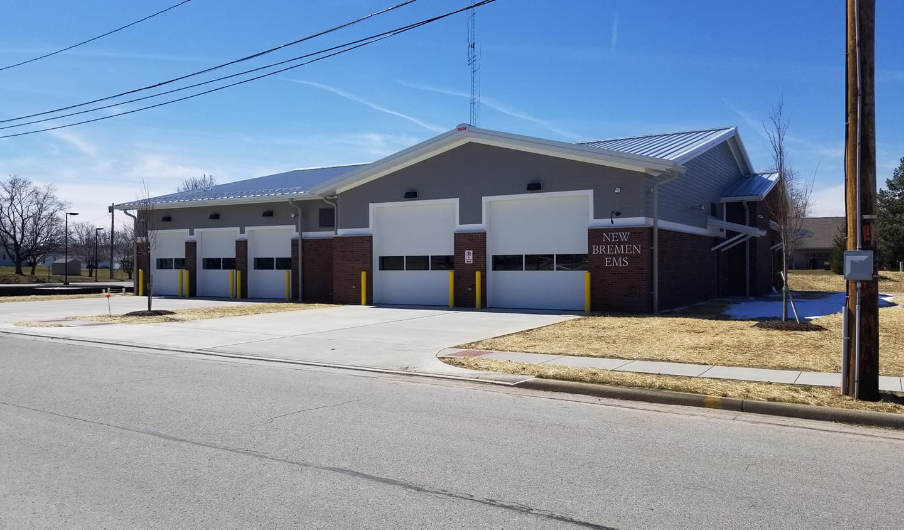 ems_station New Bremen EMS building with five garage doors