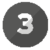 Vector image of a white number three in a grey circle