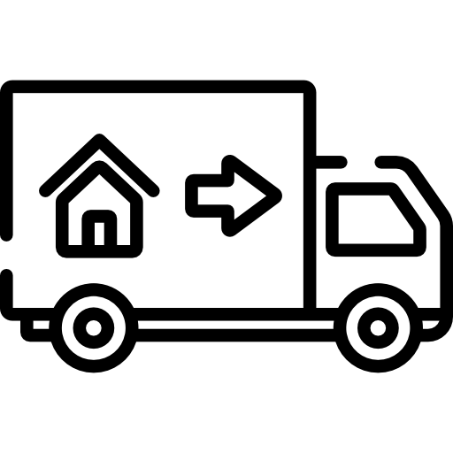 Black vector image showing a moving truck