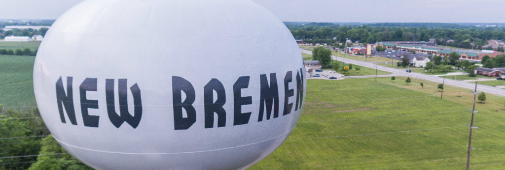 Village of New Bremen water tower aerial shot